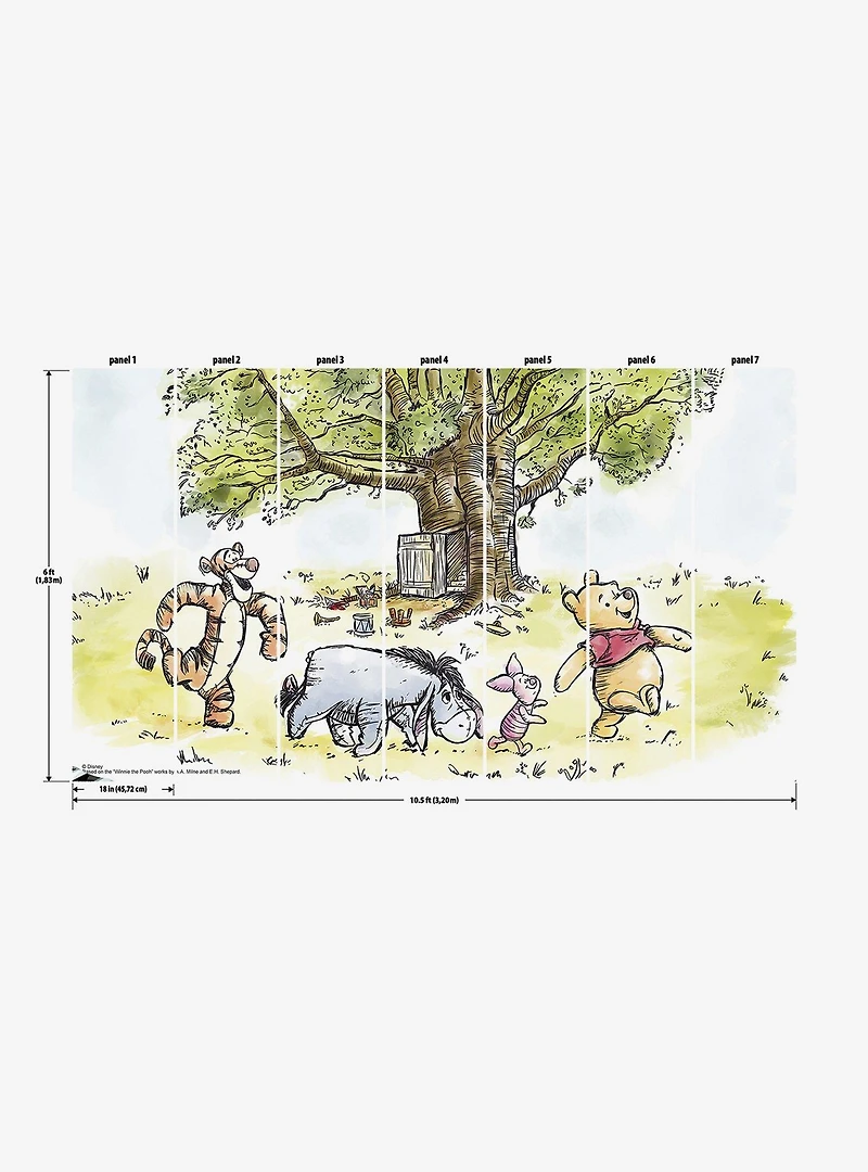 Disney Winnie The Pooh Watercolor Peel & Stick Wallpaper Mural