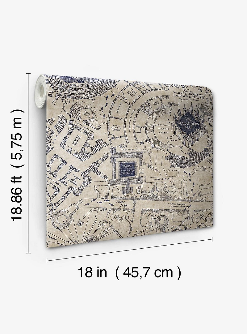 Harry Potter Marauder's Map Blue Peel & Stick Wallpaper