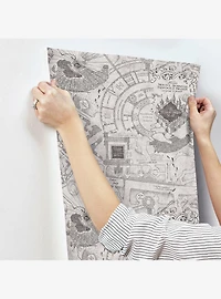 Harry Potter Marauder's Map Grey Peel & Stick Wallpaper