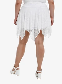 Sweet Society White Lace Rose Hanky Hem Skirt Plus Size