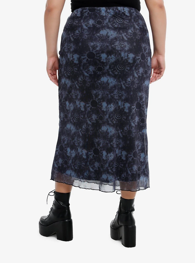 Cosmic Aura® Sun Swirl Mesh Midi Skirt Plus