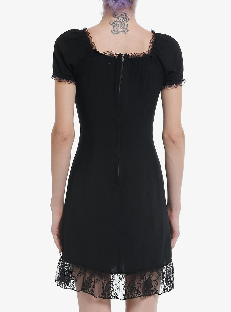 Daisy Street Black Lace Trim Corset Mini Dress