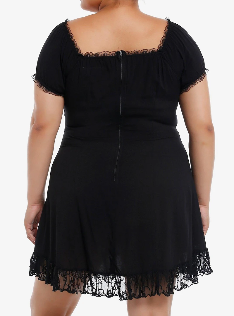 Daisy Street Black Lace Trim Corset Mini Dress Plus Size