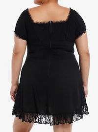Daisy Street Black Lace Trim Corset Mini Dress Plus Size
