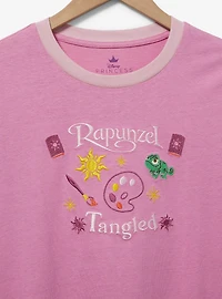 Disney Tangled Rapunzel Embroidered Women's Ringer T-Shirt — BoxLunch Exclusive