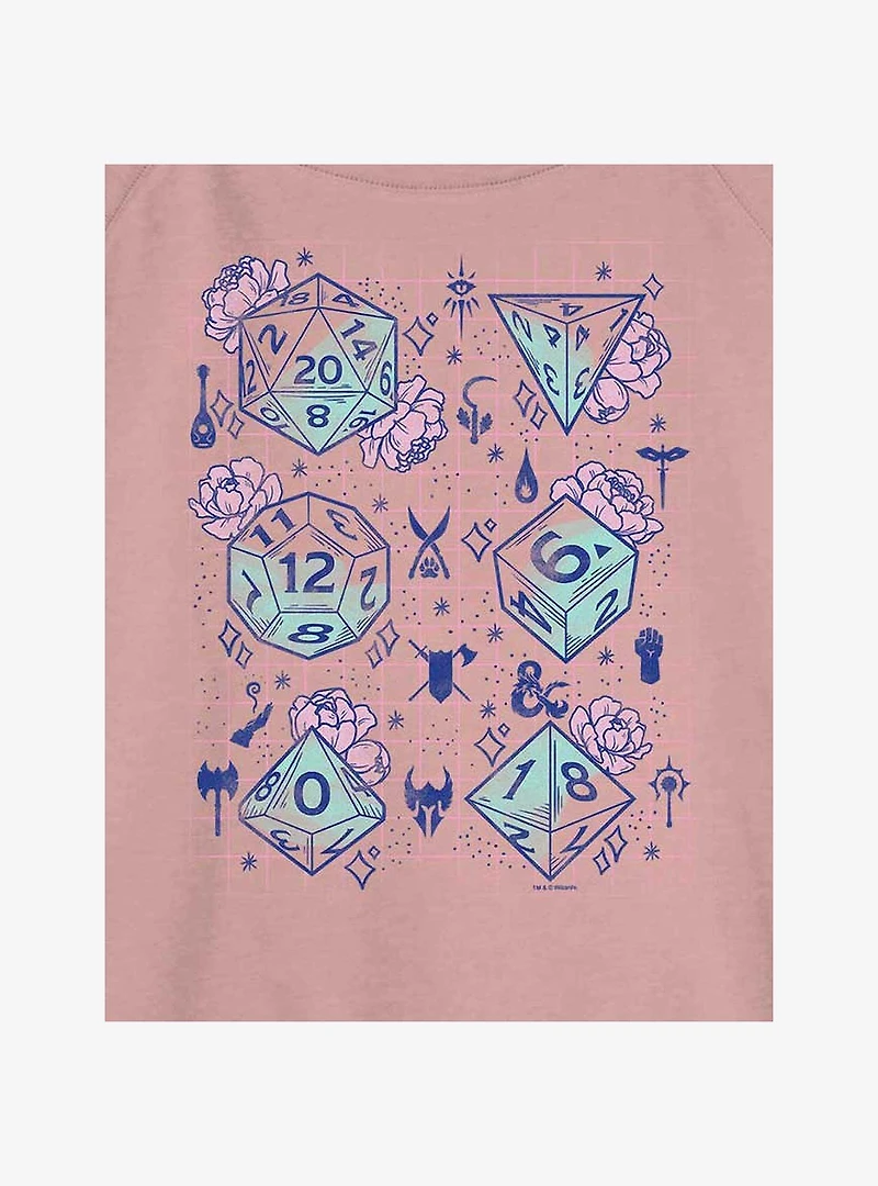 Dungeons & Dragons Floral Dice Girls Slouchy Sweatshirt