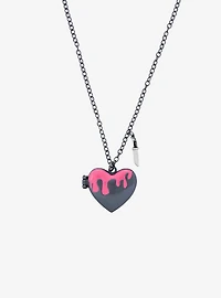 Scream Ghost Face Pink Drip Heart Locket Necklace