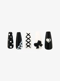Blackheart Black & White Lolita Faux Nail Set