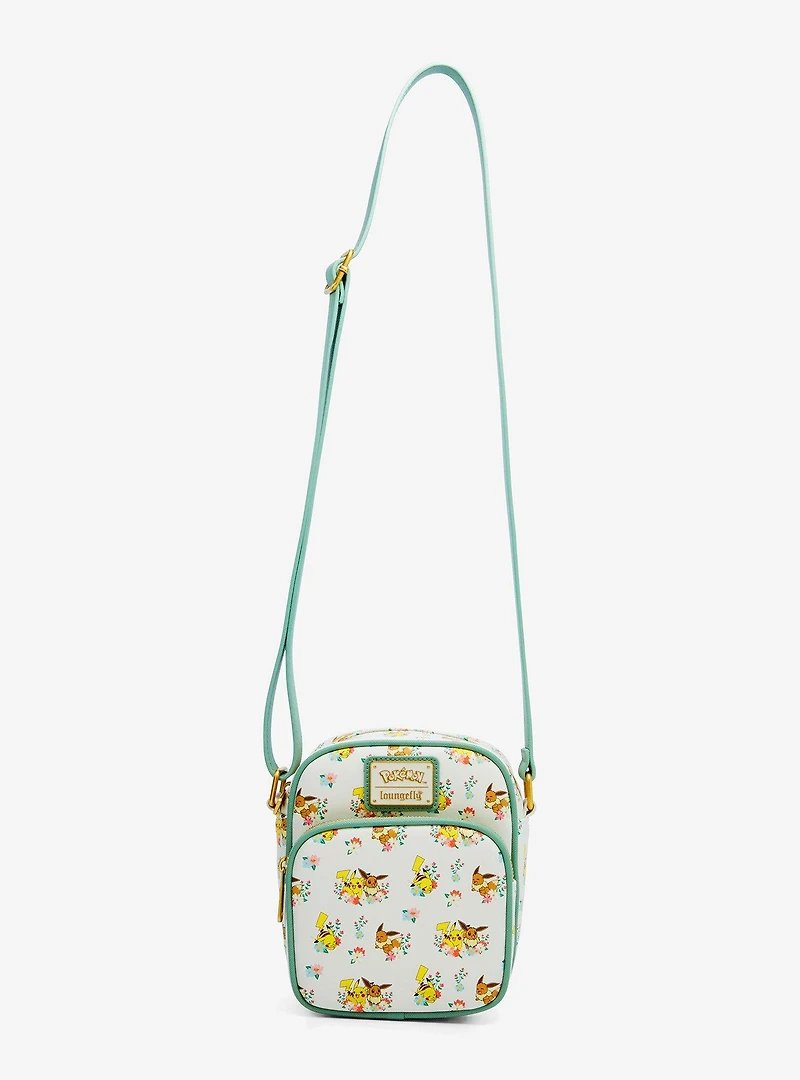 Loungefly Pokémon Pikachu and Eevee Floral Allover Print Crossbody Bag — BoxLunch Exclusive