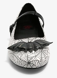 Strange Cvlt Black & White Spiderweb Mary Jane Flats