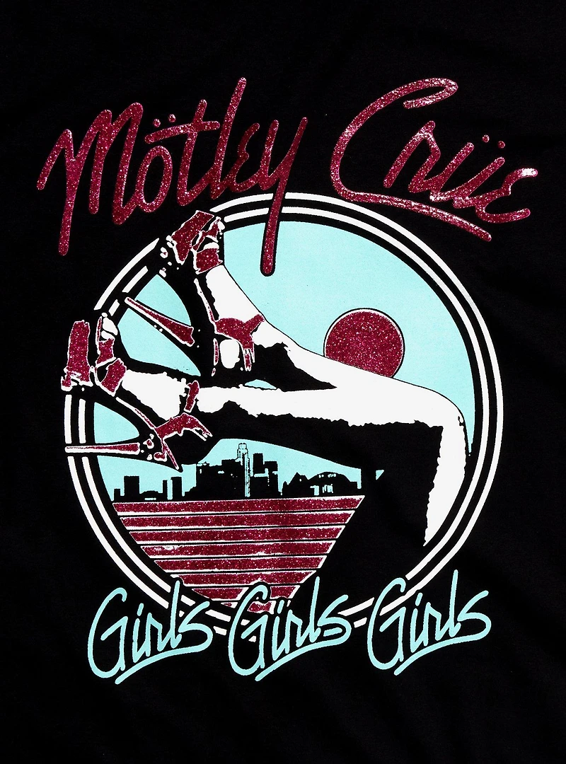 Motley Crue Girls Girls Girls Glitter Logo Boyfriend Fit Girls T-Shirt