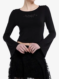 Cosmic Aura Butterfly Girls Crop Bell Sleeve Top