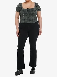 Thorn & Fable Olive Green Fairy Mesh Girls Crop Top Plus Size