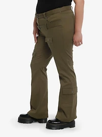 Army Green Double Belt Carpenter Pants Plus Size