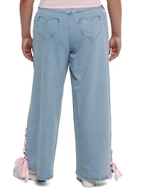 Sweet Society Pink Ribbon Heart Wide Leg Jeans Plus Size