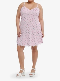 Sweet Society Pink Dainty Rose Slip Dress Plus Size