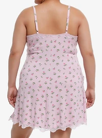 Sweet Society Pink Dainty Rose Slip Dress Plus Size