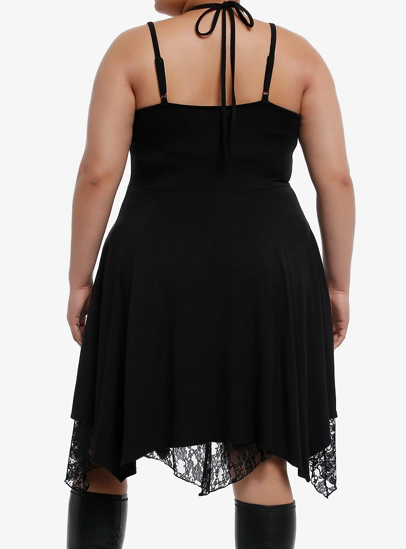 Black Tiered Ruched Halter Dress Plus Size