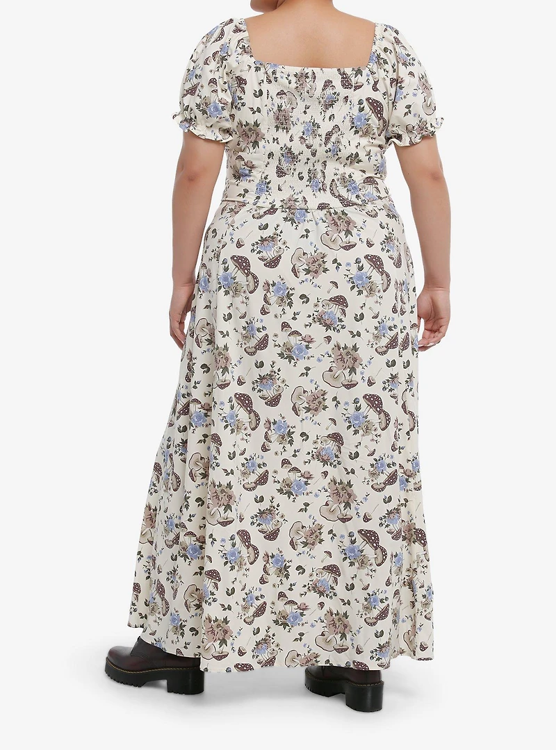 Thorn & Fable Mushroom Flower Empire Maxi Dress Plus Size