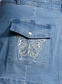 Sweet Society® Butterfly Rhinestone Denim Mini Skirt Plus Size