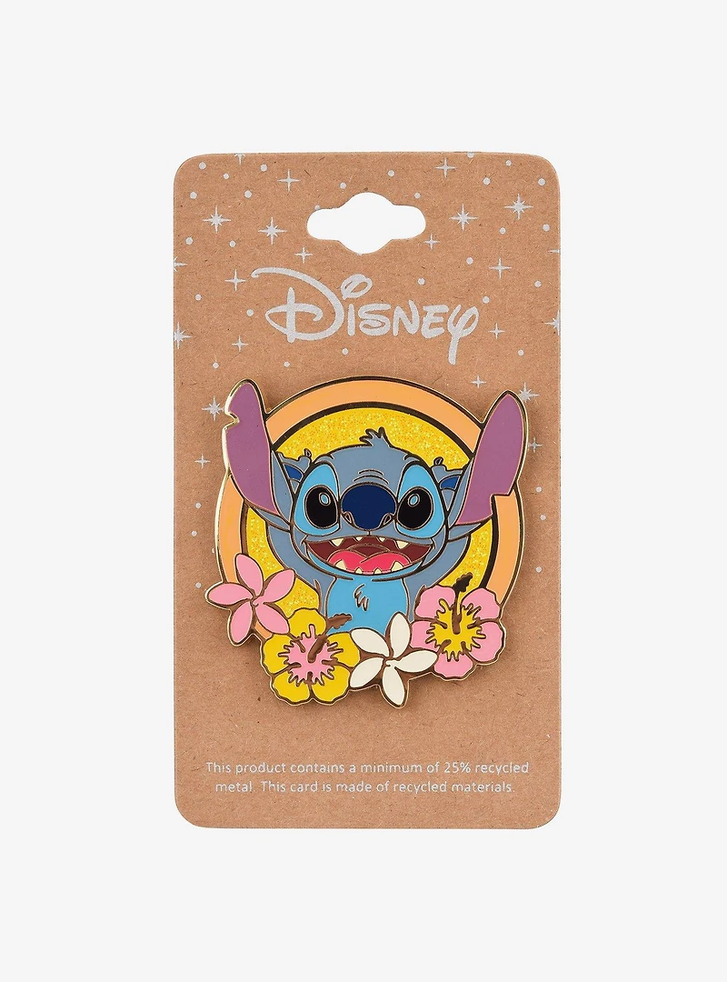 Disney Lilo & Stitch Floral Frame Stitch Enamel Pin - BoxLunch Exclusive