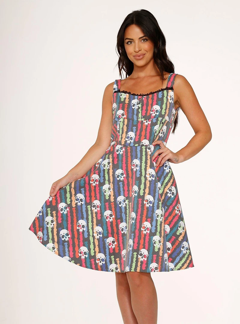 Black Rainbow Skulls Dress