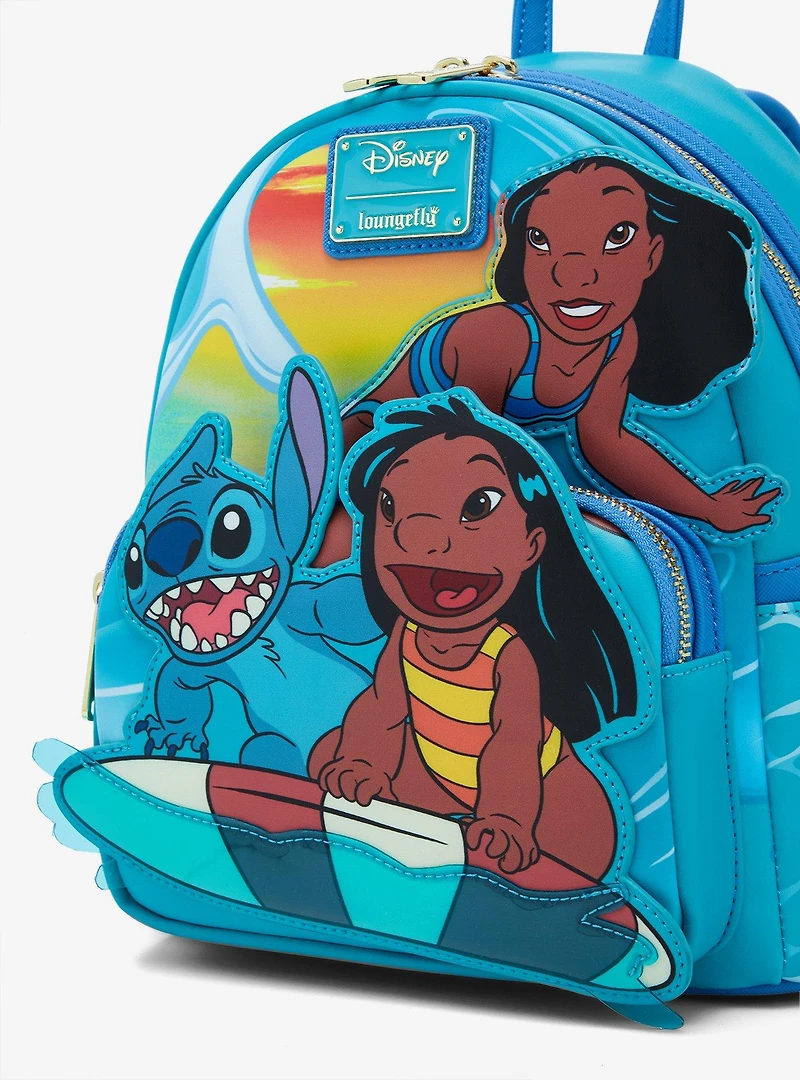 Loungefly Disney Lilo & Stitch Group Surfing Mini Backpack - BoxLunch Exclusive