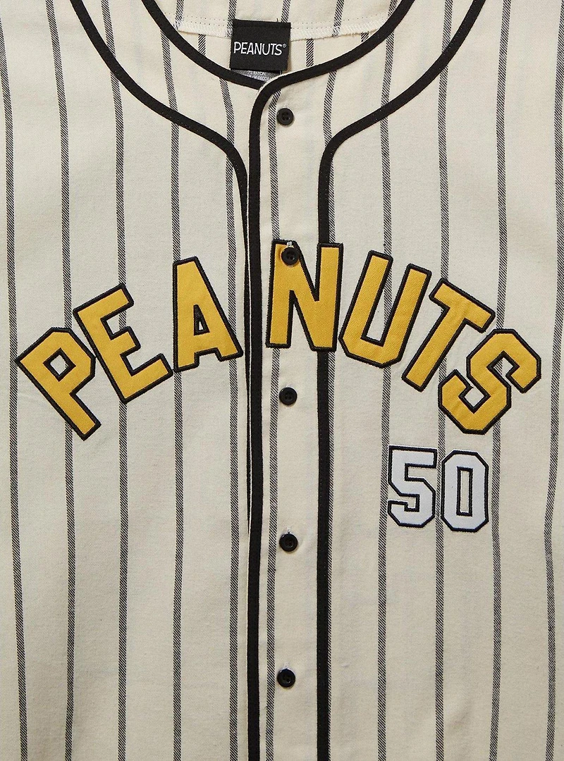 Peanuts Snoopy and Woodstock Striped Baseball Jersey
