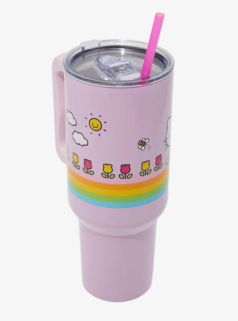 Sanrio Hello Kitty Rainbow Straw Tumbler with Handle