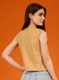 Garfield Don't Know Don't Care Girls Crop Muscle Tank Top