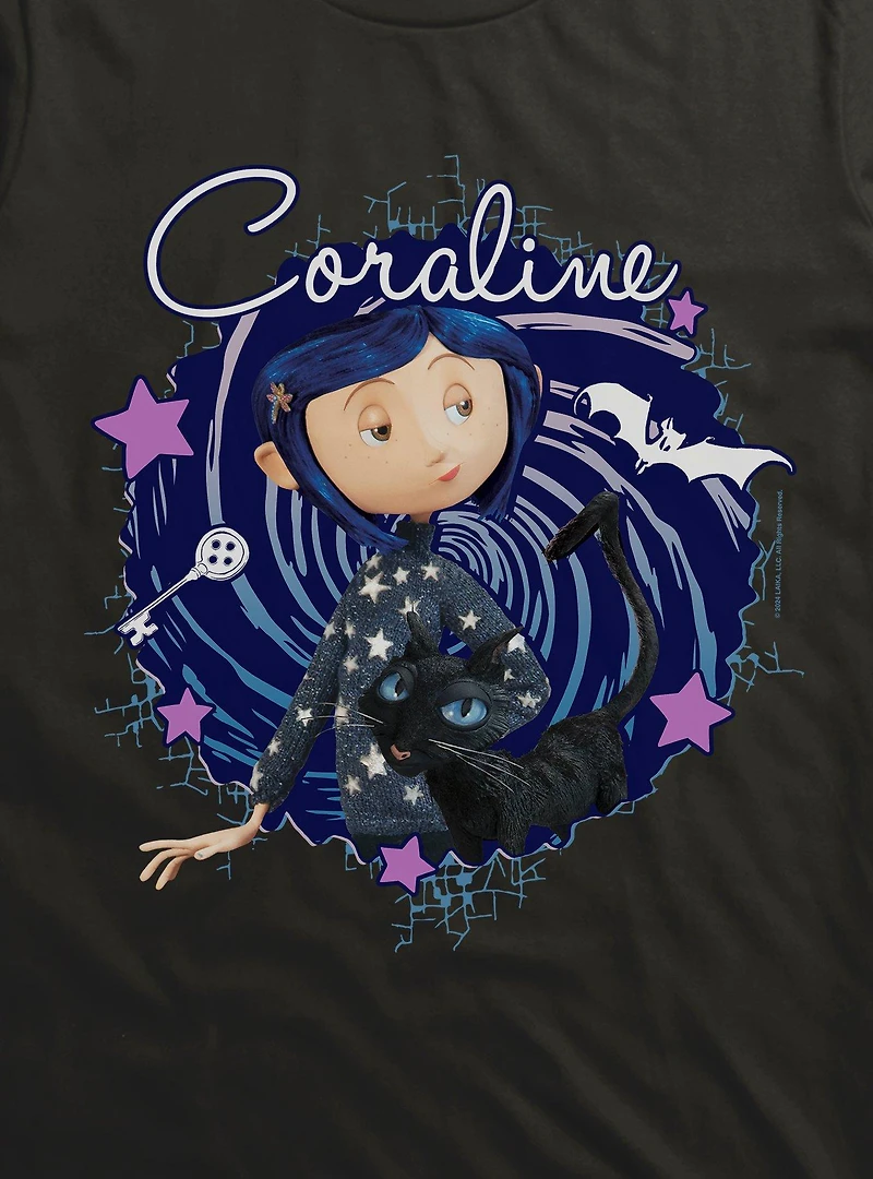 Coraline The Cat Swirl And Stars T-Shirt