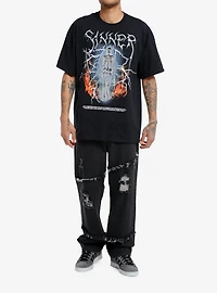 Social Collision® Sinner Fiery Skeleton Oversized T-Shirt