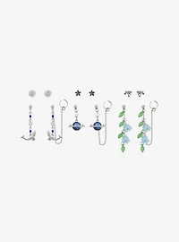Thorn & Fable Blue Flower Planet Cuff Earring Set