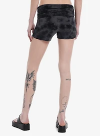 Skull Wings Dark Wash Ruched Lounge Shorts