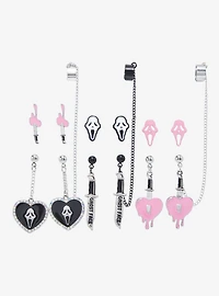 Scream Ghost Face Pink Icons Cuff Earring Set