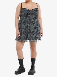 Cosmic Aura® Dark Butterfly Floral Mesh Cami Dress Plus
