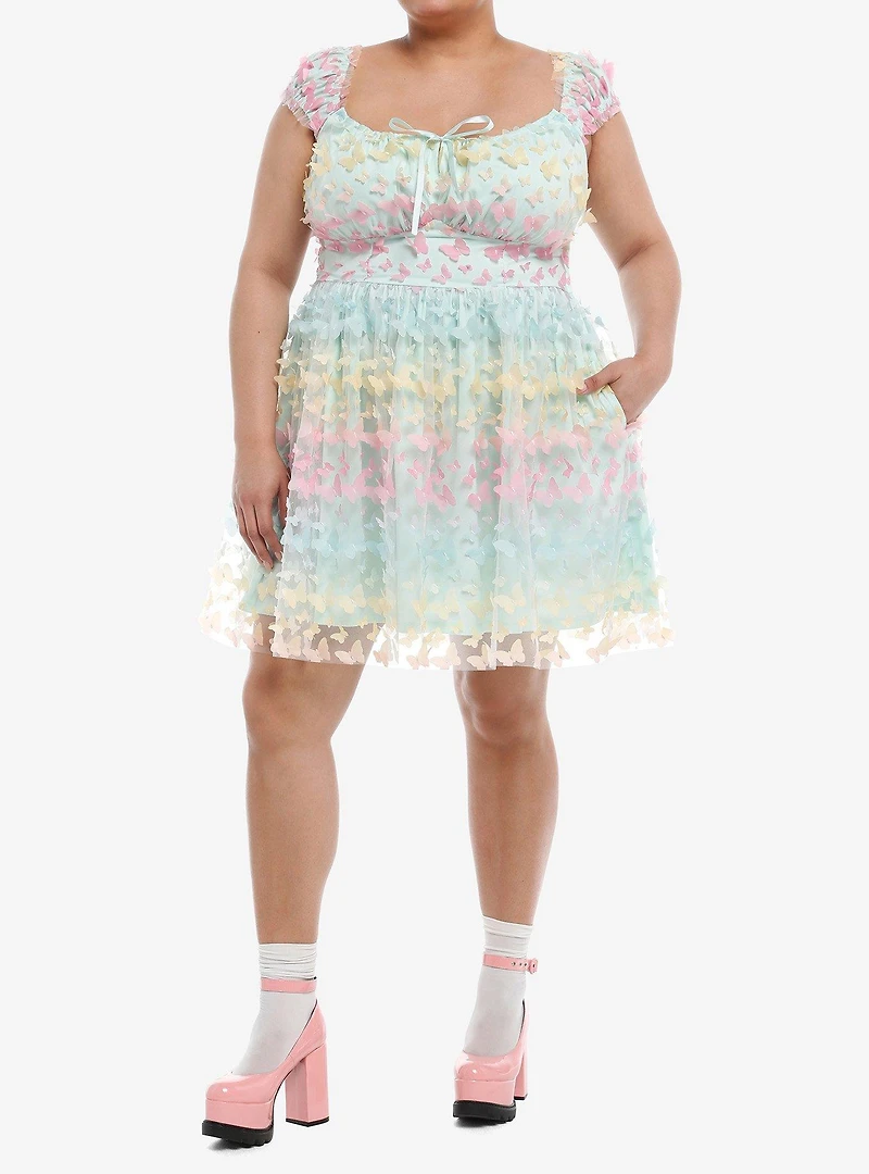 Thorn & Fable® Pastel Rainbow Butterfly Dress Plus