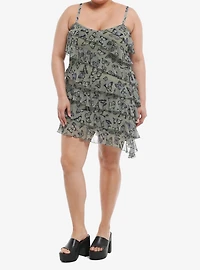 Thorn & Fable® Olive Butterfly Ruffle Cami Dress Plus