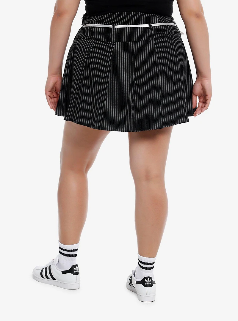 Sweet Society® Black & White Pleated Pinstripe Ribbon Skirt Plus