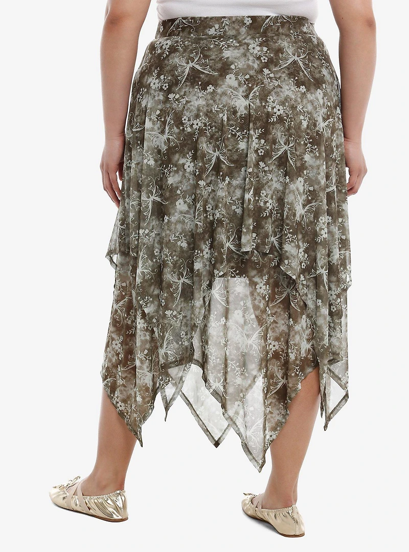 Thorn & Fable Butterfly Sage Tie-Dye Hanky Hem Skirt Plus