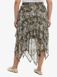 Thorn & Fable Butterfly Sage Tie-Dye Hanky Hem Skirt Plus