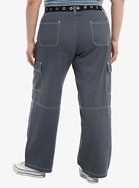 Blue Side Chain Carpenter Pants With Belt Plus