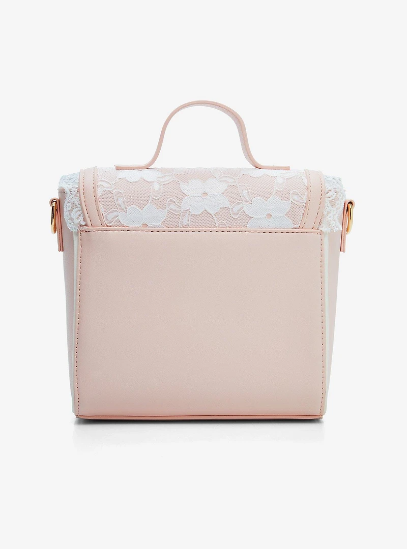 Pink Lace Bow Crossbody Bag
