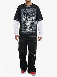 Skeleton Weapons Oversized Twofer Long-Sleeve T-Shirt