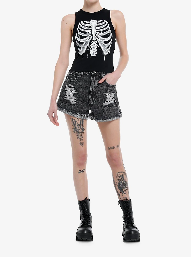 Social Collision Drippy Rib Cage Girls Muscle Tank Top