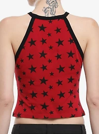 Social Collision Red & Black Star Fishnet Girls Tank Top