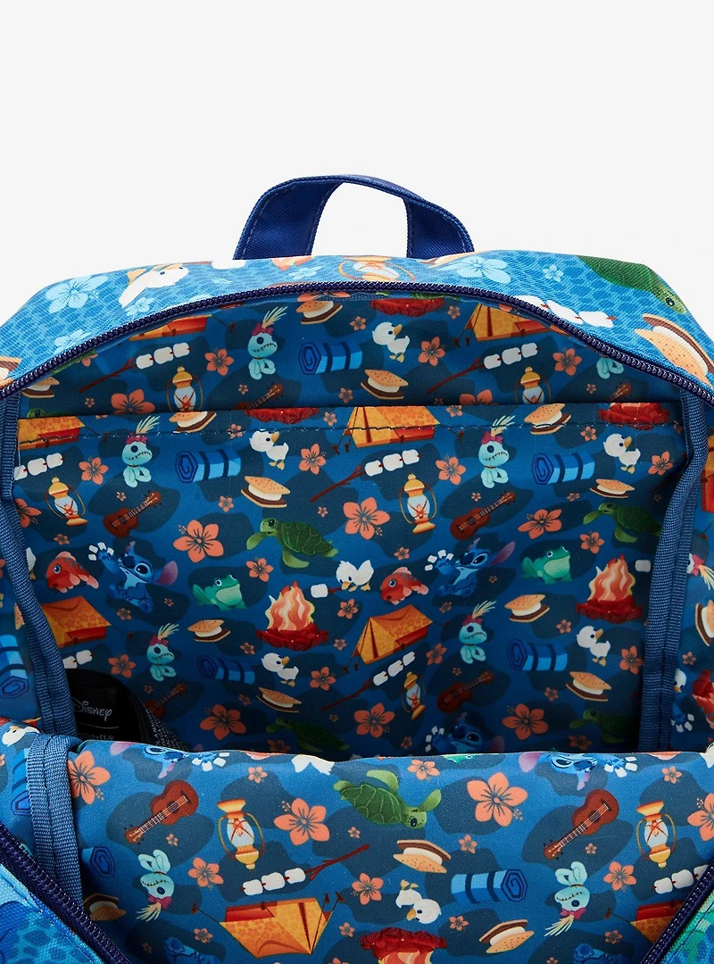 Loungefly Disney Lilo & Stitch Camping Allover Print Nylon Mini Backpack