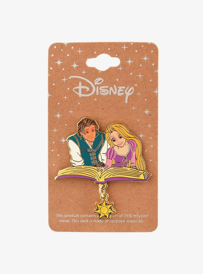 Disney Tangled Rapunzel & Flynn Rider Reading Dangling Charm Enamel Pin — BoxLunch Exclusive