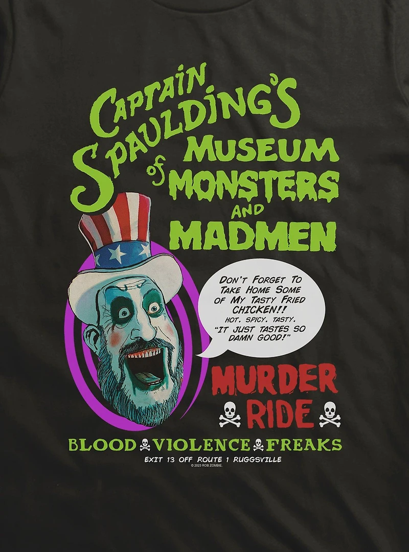 House Of 1000 Corpses Captain Spaulding's Museum Of Monsters And Mayhem T-Shirt