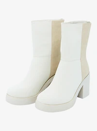Dirty Laundry Cream & Taupe Color-Block Heel Boots